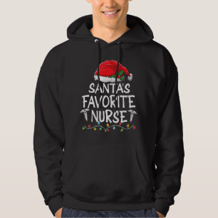 Santa's Favourite Nurse Christmas Santa Claus tree Hoodie