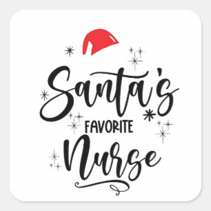 Santa's Favourite Nurse Christmas Square Sticker