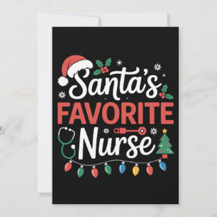 Santa's Favourite Nurse Christmas Stethoscope Xmas Invitation