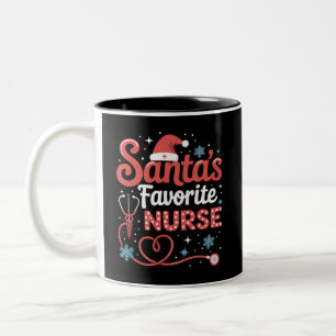 Santa's Favourite Nurse Christmas  Two-Tone Coffee Mug