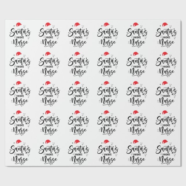 Santa's Favourite Nurse Christmas  Wrapping Paper (Flat)
