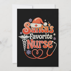 Santa's Favourite Nurse Christmas Xmas Holiday Card