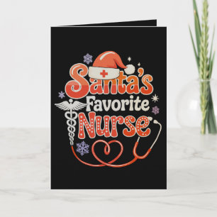 Santa's Favourite Nurse Christmas Xmas Holiday Card