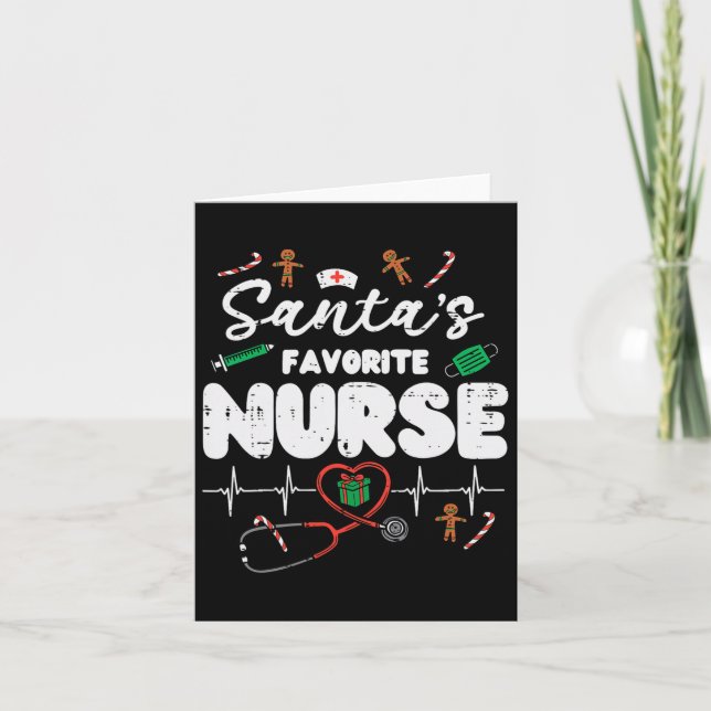 Santas Favourite Nurse Christmas Xmas Nursing Scru Card (Front)