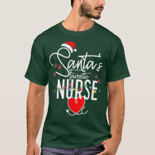 Santas Favourite Nurse Funny Christmas Santa Hat L T-Shirt