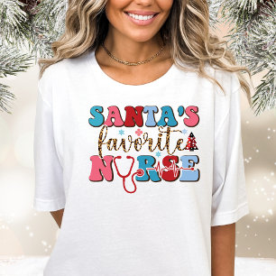  Santa's Favourite Nurse Funny Christmas T-Shirt