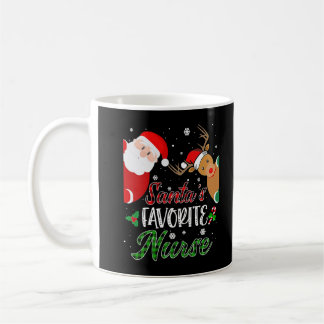Santa's Favourite Nurse Funny Xmas Pyjamas Reindee Coffee Mug