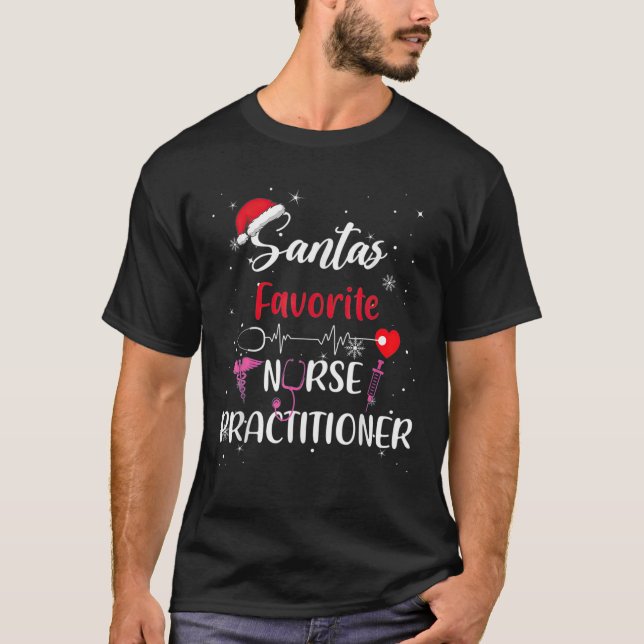 Santa's Favourite Nurse Practitioner Christmas T-Shirt (Front)