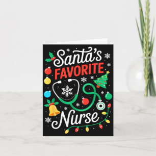 Santa's Favourite Nurse Shirt Men Women Funny Chri Card
