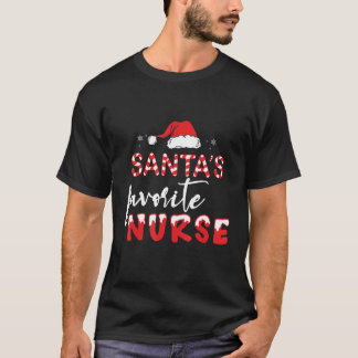 Santa's Favourite Nurse Xmas Light Santa Hat Chris T-Shirt