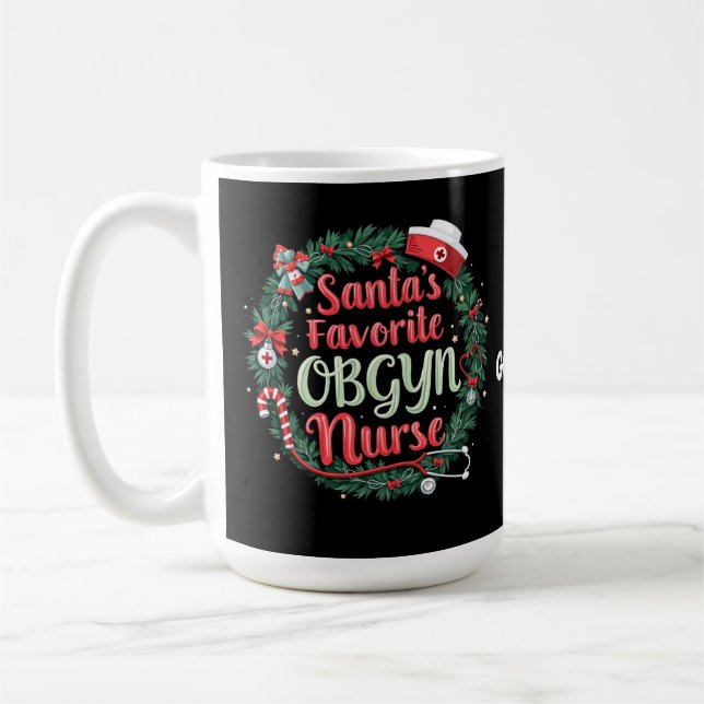 Santa's Favourite OBGYN Nurse Customisable Treat   Coffee Mug (Left)