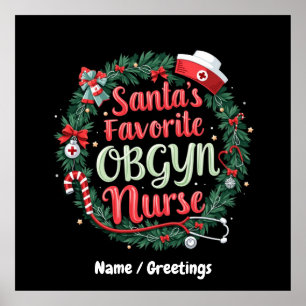 Santa's Favourite OBGYN Nurse Customisable Treat Poster