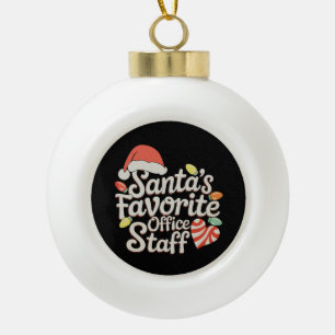 Santa's Favourite Office Staff Christmas Lights Ceramic Ball Christmas Ornament