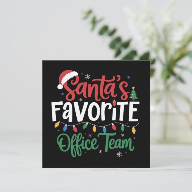 Santa's Favourite Office Team Christmas Funny Work Holiday Card (Standing Front)