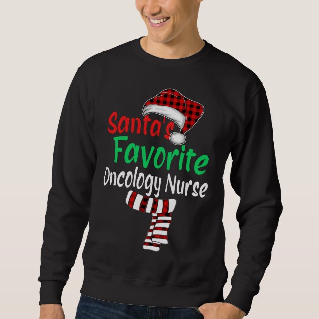 Santa's Favourite Oncology Nurse Christmas Santa R Sweatshirt (Front)
