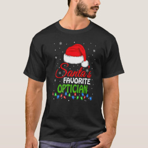 Santa's Favourite Optician Santa Hat Lights. Funny T-Shirt