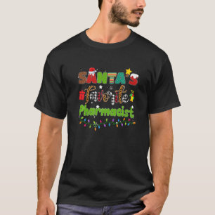 Santa's Favourite Pharmacist Leopard Plaid Christm T-Shirt
