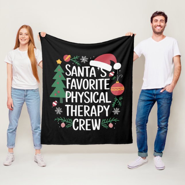 Santa's Favourite Physical Therapy Crew Christmas Fleece Blanket (In Situ)