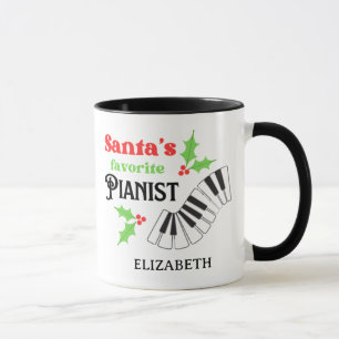 Santa's Favourite Pianist Piano Key Christmas Mug