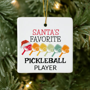 Santa's Favourite Pickleball Player Ceramic Ornament