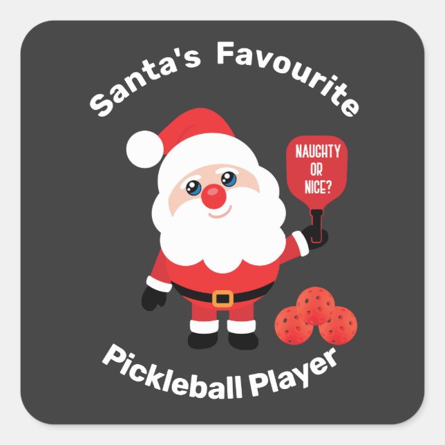 🎅Santa's Favourite Pickleball player Square Sticker (Front)