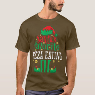 Santas Favourite Pizza Eating Elf Christmas Matchi T-Shirt