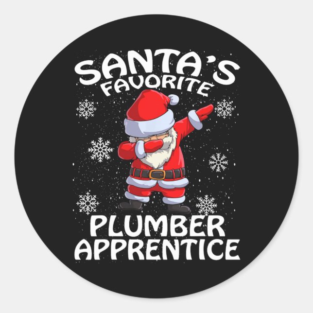 Santa's Favourite Plumber Apprentice Christmas  Classic Round Sticker (Front)