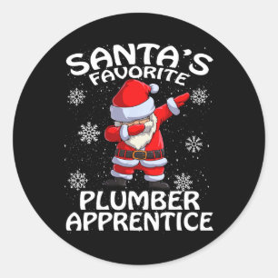 Santa's Favourite Plumber Apprentice Christmas  Classic Round Sticker