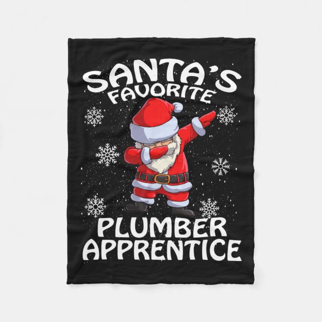 Santa's Favourite Plumber Apprentice Christmas  Fleece Blanket (Front)