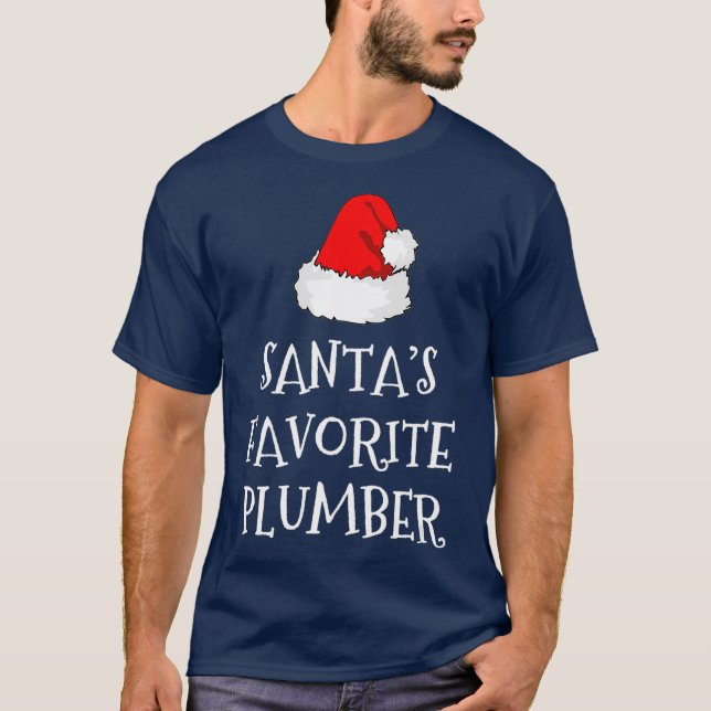 Santas Favourite Plumber Christmas Funny Gift T-Shirt (Front)