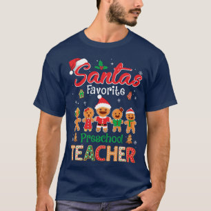 Santas Favourite Preschool Teacher Cookie Xmas Hat T-Shirt