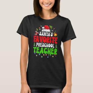 Santa's Favourite Preschool Teacher Groovy Christm T-Shirt