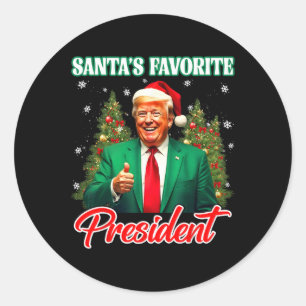 Santa's Favourite President 2025 Merry Christmas P Classic Round Sticker