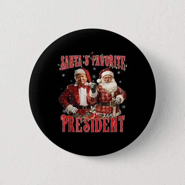 Santa's Favourite President Funny Trump Christmas  6 Cm Round Badge (Front)