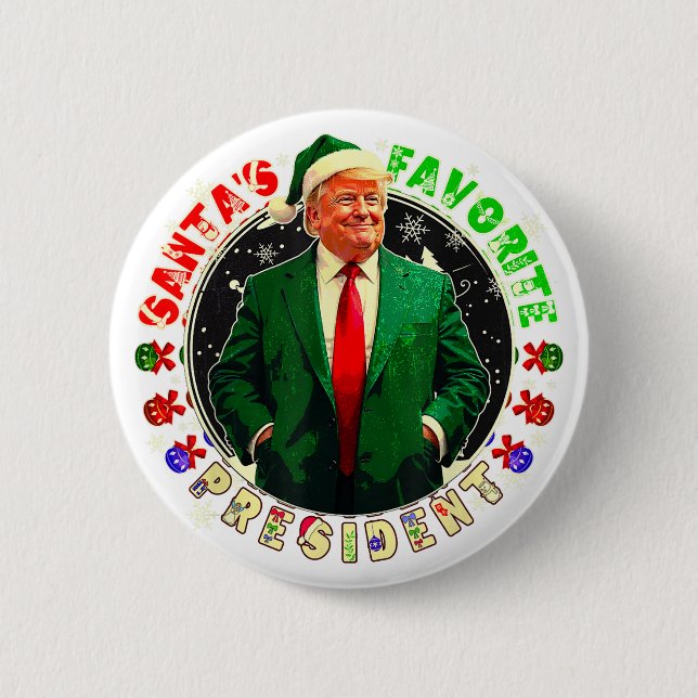 Santa's Favourite President Funny Trump Christmas 6 Cm Round Badge (Front)