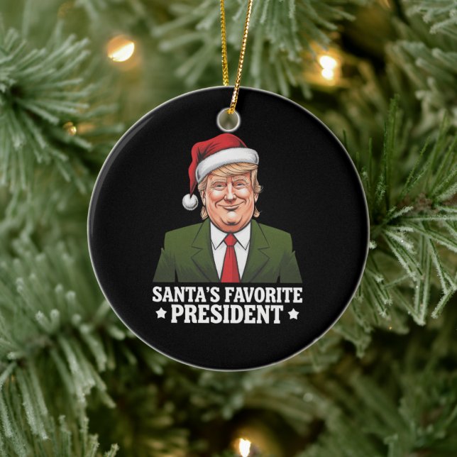 Santa's Favourite President Funny Trump Christmas Ceramic Ornament (Tree)