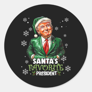 Santa's Favourite President Funny Trump Christmas Classic Round Sticker