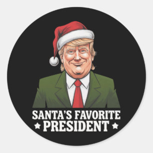 Santa's Favourite President Funny Trump Christmas Classic Round Sticker
