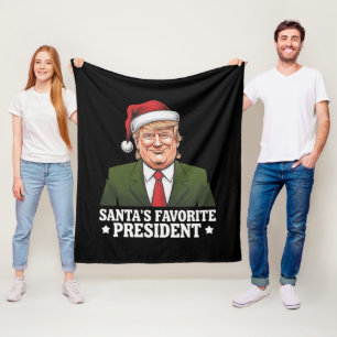 Santa's Favourite President Funny Trump Christmas Fleece Blanket