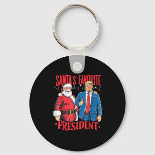 Santa's Favourite President Santa Trump Dance Chri Key Ring