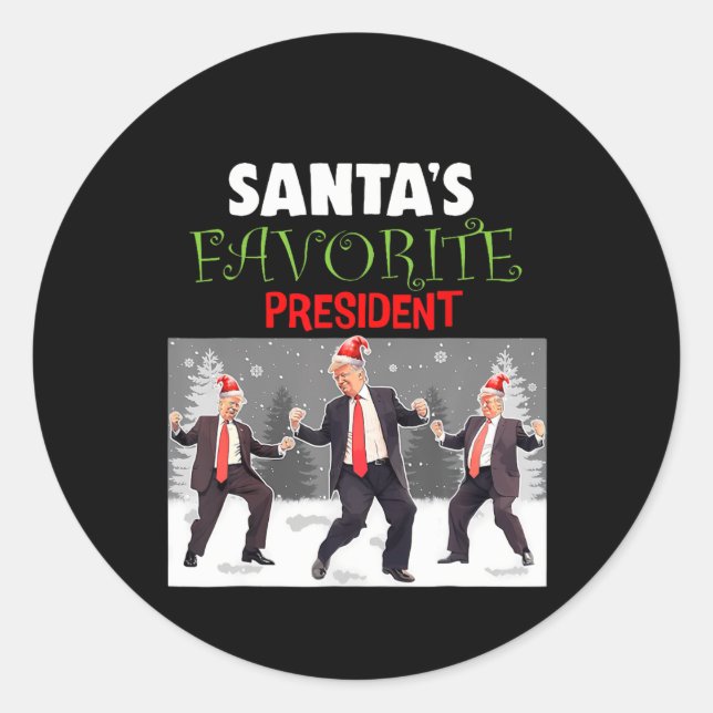 Santa's Favourite President Santa Trump Dance Funn Classic Round Sticker (Front)