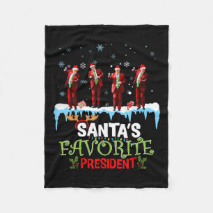 Santa's Favourite President Santa Trump Dance Funn Fleece Blanket