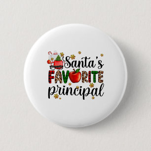 Santa's Favourite Principal Christmas Kids Boys Gi 6 Cm Round Badge