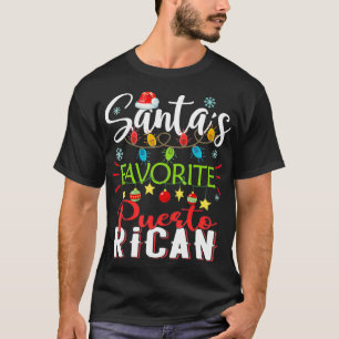 Santas Favourite Puerto Rican Xmas Light Santa Hat T-Shirt