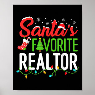 Santa's Favourite Realtor Christmas Real Estate Ag Poster