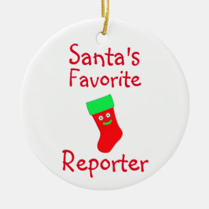Santa's Favourite Reporter Ceramic Ornament