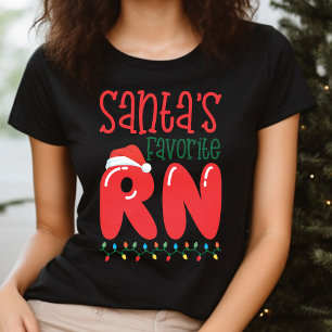 Santa's Favourite RN Funny Christmas Nurse T-Shirt