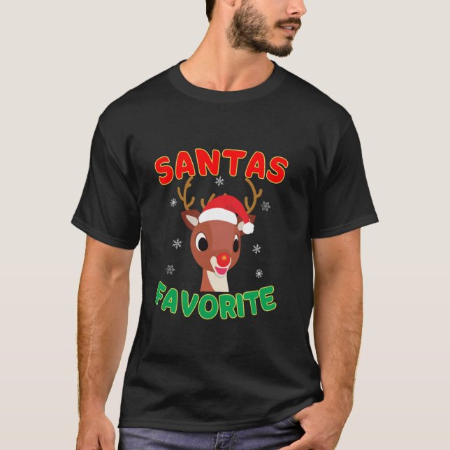 Santas Favourite Rudolph Red Nose Reindeer  T-Shirt (Front)