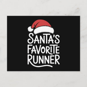 Santa's Favourite Runner Christmas Santa Hat Xmas Holiday Postcard