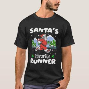 Santa'S Favourite Runner Funy Running Lover Christ T-Shirt